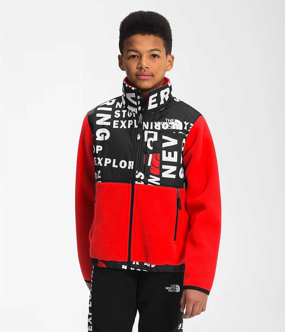 The North Face Printed 95 Retro Denali Jacke Jungen - Rot/Schwarz CH-842ODRI